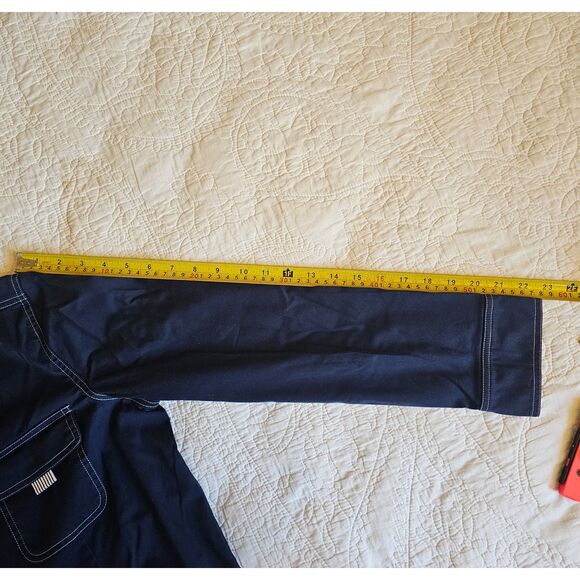 Navy Blue Utility Jacket Koret Size S Contrast Stitching, Zip & Button Pockets - Picture 5 of 6